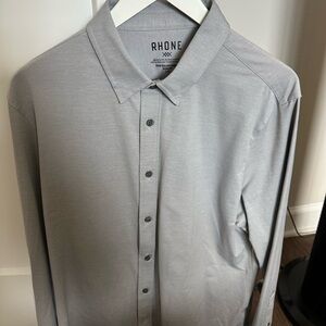 Rhone Commuter Shirt Slim in Gray Oxford. Large